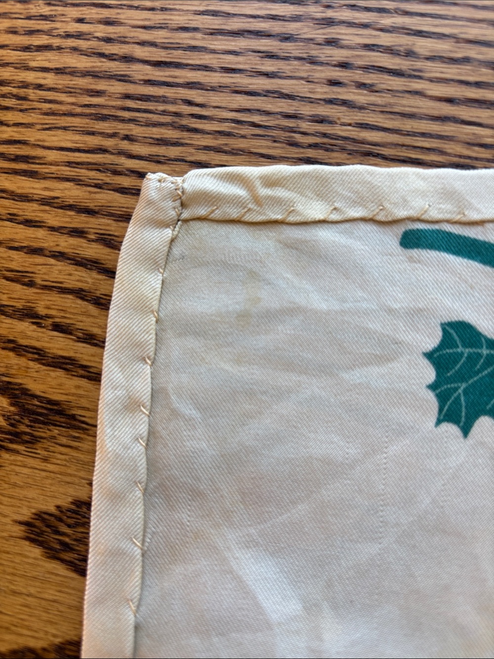 Floral Vine Silk Scarf in Green & White - Picture 3 of 4